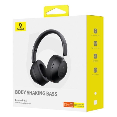 Słuchawki bezprzewodowe nauszne Bass 30 Max Bluetooth 5.3 - czarne
