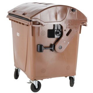 Bio kontener na odpady BIO śmieci i odpadki spożywczych ATEST - brązowy 1100L