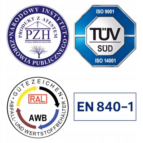Bio kontener na odpady BIO śmieci i odpadki spożywczych ATEST - brązowy 1100L