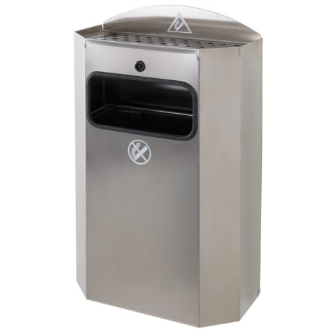 Kosz z ramką na worek na śmieci odpadki naścienny z popielniczką stal nierdzewna 328x164x541mm