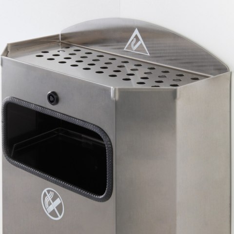 Kosz z ramką na worek na śmieci odpadki naścienny z popielniczką stal nierdzewna 328x164x541mm