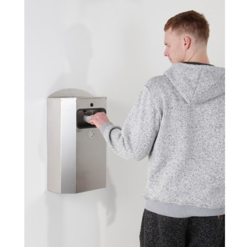 Kosz z ramką na worek na śmieci odpadki naścienny z popielniczką stal nierdzewna 328x164x541mm