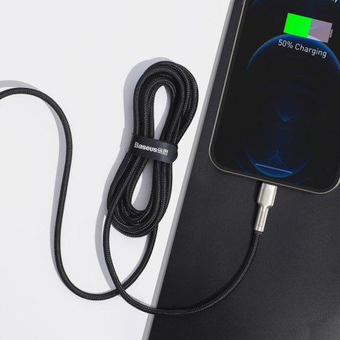 Kabel przewód Cafule Series Metal Data USB-A - iPhone Lightning 2.4A 1m - czarny