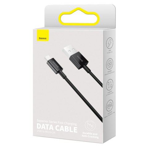Kabel przewód Superior USB-A - micro USB 2A 2m - czarny