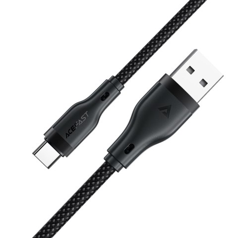 Kabel przewód elastyczny w oplocie USB-A - USB-C 3A 1.2m - czarny