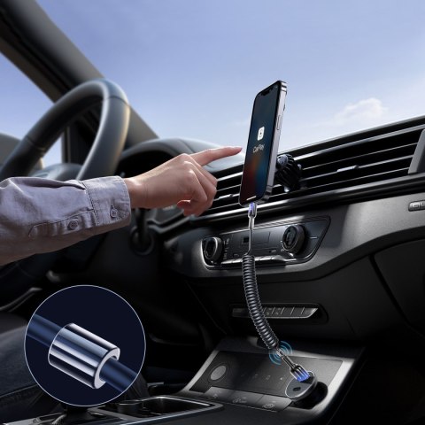 Kabel przewód spiralny USB-A - USB-C Crystal-Clear Series 3A 1.5m - czarny