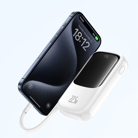 Power bank 10000mAh Qpow Pro+ 22.5W USB-C - biały