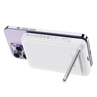 Powerbank 10000mAh indukcyjny magnetyczny z opcją podstawki PD 20W + kabel - biały