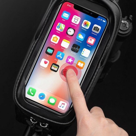 Sakwa rowerowa na ramę pancerna z kieszonką na telefon nawigację 1.7l - czarna