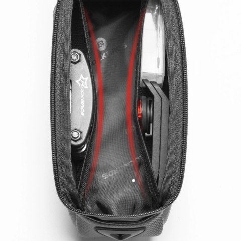 Sakwa rowerowa na ramę pancerna z kieszonką na telefon nawigację 1.7l + pokrowiec - czarna