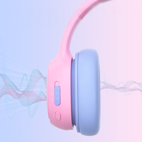 Słuchawki bezprzewodowe ANC KH03 dla dzieci bezpieczne z kontrolą głośności - różowe