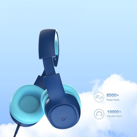Słuchawki przewodowe KH01 dla dzieci bezpieczne z kontrolą głośności - niebieskie