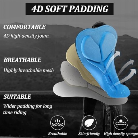 Spodenki rowerowe kolarskie krótkie na szelkach z wkładką XL - czarne