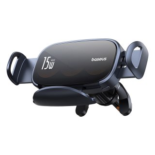 Uchwyt samochodowy na kratkę z ładowarką indukcyjną z potrójną cewką - czarny