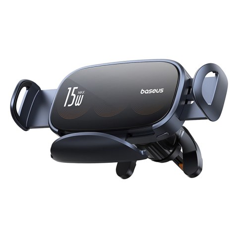 Uchwyt samochodowy na kratkę z ładowarką indukcyjną z potrójną cewką - czarny