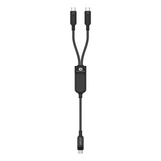 2w1 Kabel przewód podwójny USB-C - 2x USB-C 100W 480Mb/s - czarny
