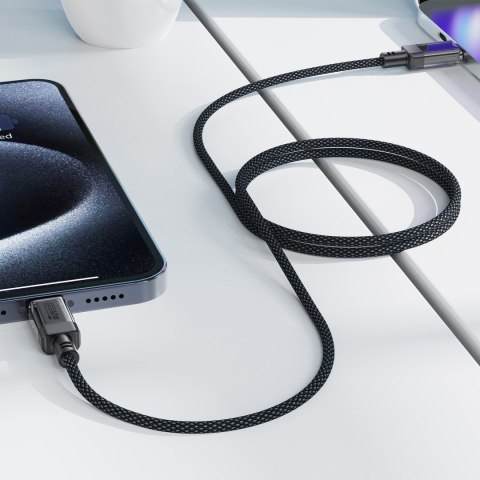 Kabel przewód USB-C z nylonowym oplotem PD 60W 480Mb/s - czarny