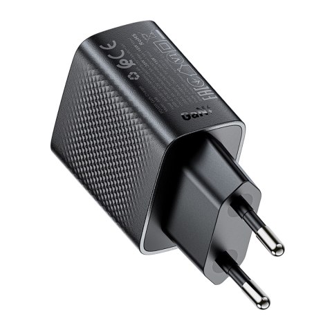 Ładowarka sieciowa A98 sieciowa GaN USB-A USB-C PD 30W - czarna