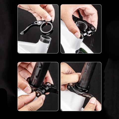 Obejma rowerowa zacisk do sztycy 27.2 i 28.6 mm pod siodełko z szybkozamykaczem - czarna