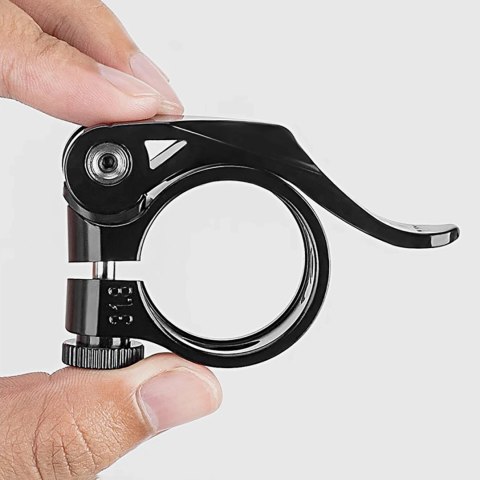 Obejma rowerowa zacisk do sztycy 27.2 i 28.6 mm pod siodełko z szybkozamykaczem - czarna