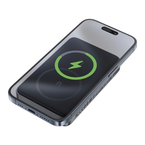 Powerbank magnetyczny 10000mAh indukcyjny 2x USB-C PD 30W + kabel USB-C - czarny