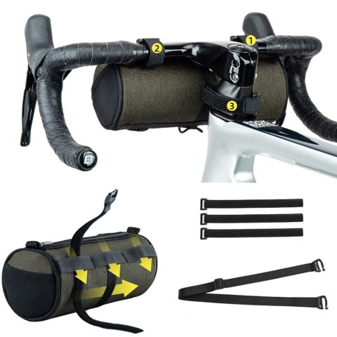 Torba rowerowa mocowana na kierownicę ramę pod siodełko 2l - zielona