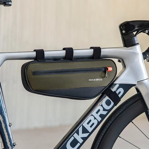 Torba rowerowa na ramę roweru z kieszenią boczną 1.7l - zielono-czarna