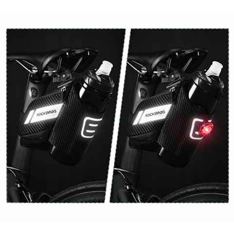 Torba rowerowa pod siodełko z kieszonką na butelkę bidon 1.5l - czarna