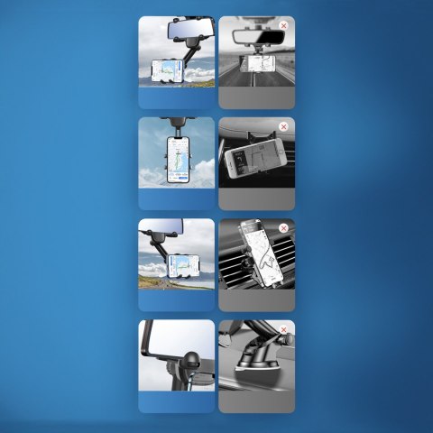 Uchwyt na telefon do samochodu na lusterko wsteczne ramię 18cm - czarny