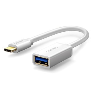 Adapter przejściówka USB-A 3.0 (żeński) - USB-C 3.0 (męski) OTG - biały