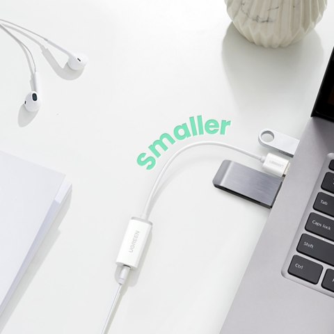 Adapter przejściówka USB-A (męski) - mini jack 3.5 mm (żeński) - biały