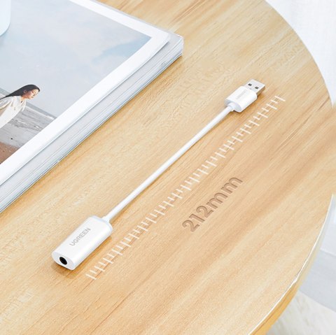 Adapter przejściówka USB-A (męski) - mini jack 3.5 mm (żeński) - biały