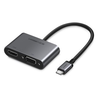 Adapter rozdzielacz USB-C - HDMI / VGA / USB-A 3.0 / USB-C PD - szary