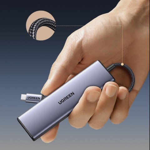 HUB Adapter USB-C - 3x USB-A 3.0 / HDMI / VGA / RJ45 / czytnik kart SD / TF / USB-C PD - szary