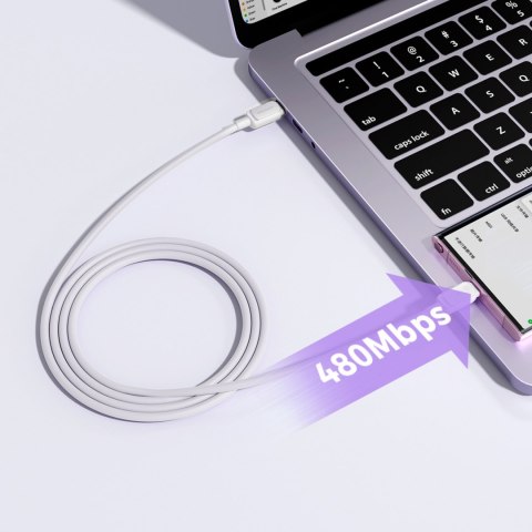 Kabel przewód Multi-Color Series A14 USB-C - USB-C 100W 1.2 m - biały