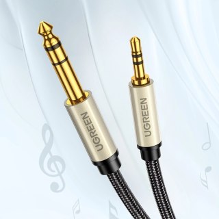 Kabel przewód audio TRS mini jack 3.5mm - jack 6.35mm 3m - szary