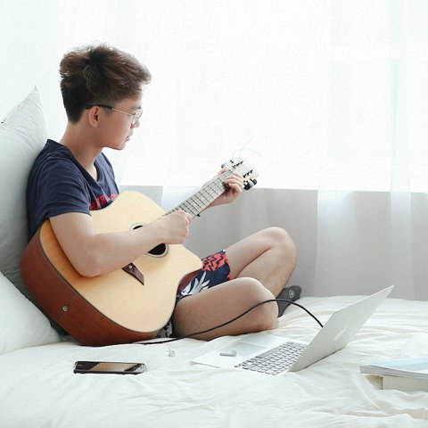 Kabel przewód audio TRS mini jack 3.5mm - jack 6.35mm 5m - szary