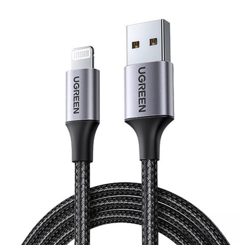 Kabel przewód w oplocie USB-A - iPhone Lightning MFi 2m - czarny