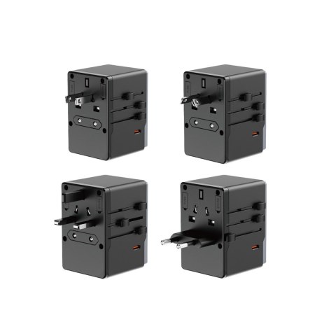 Ładowarka adapter podróżny A35Pro 35W EU / UK / AUS / US / JP 3x USB-C 2x USB-A - czarny