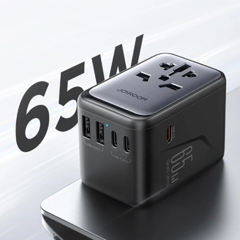 Ładowarka adapter podróżny uniwersalny 65W EU / US / JP / AU / UK / CN - czarny