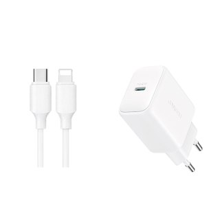Ładowarka sieciowa USB-C PD QC 20W + kabel do iPhone Lightning 1m - biała