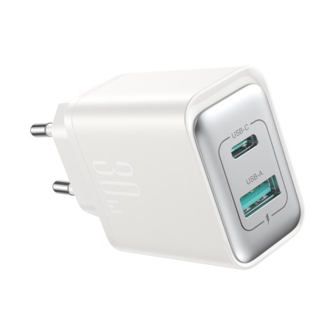 Ładowarka sieciowa USB-C - USB-A 30W PD - biała
