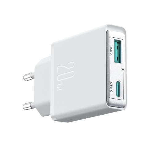 Mała i supercienka ładowarka sieciowa 20W USB-A USB-C - biała