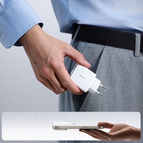 Mała i supercienka ładowarka sieciowa 20W USB-A USB-C - biała