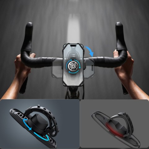 Uchwyt gumowy na telefon na kierownicę na rower motocykl zaciskowy - czarny