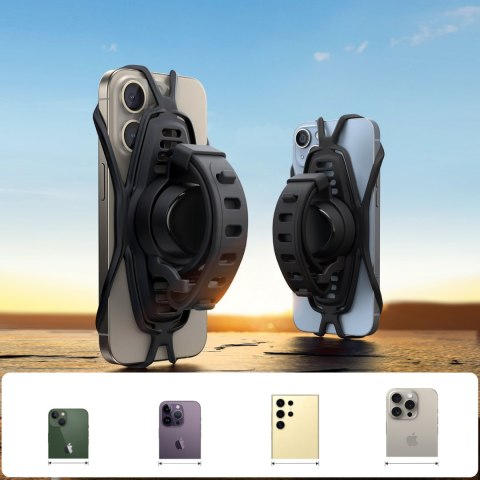 Uchwyt gumowy na telefon na kierownicę na rower motocykl zaciskowy - czarny