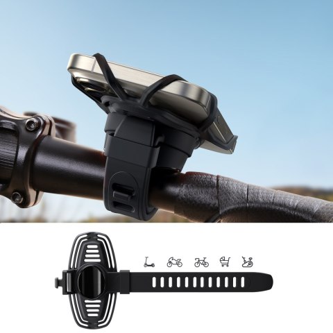 Uchwyt gumowy na telefon na kierownicę na rower motocykl zaciskowy - czarny