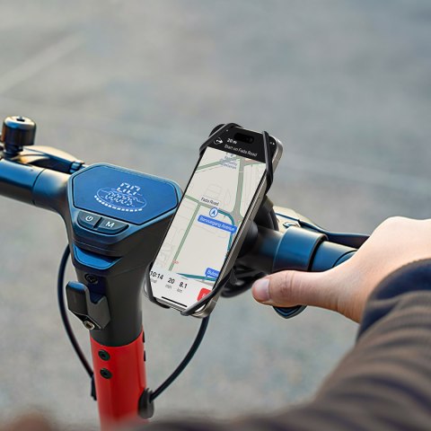 Uchwyt gumowy na telefon na kierownicę na rower motocykl zaciskowy - czarny