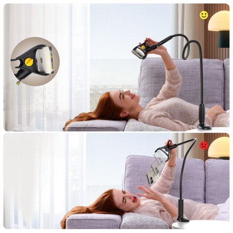 Uchwyt na telefon biurkowy z elastycznym ramieniem typu gęsia szyja - czarna