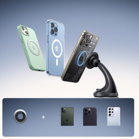 Uchwyt samochodowy magnetyczny na telefon na szybę kokpit - czarny